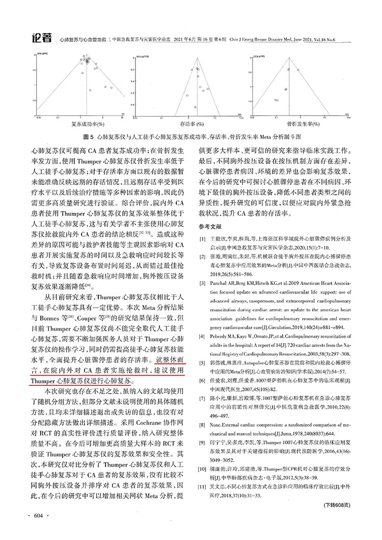 Thumper心肺复苏仪在心脏骤停患者中应用效果的Meta分析(图7)